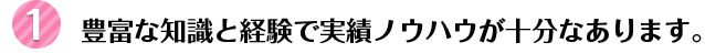 豊富な知識と経験で実績ノウハウが十分なあります。